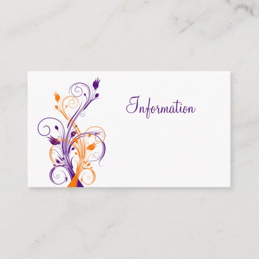 Lila Orang White Floral Wedding Card Begleitkarte (Vorderseite)