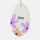 Lila orange abgeblümte Aquarellfarbe Name Text hin Keramik Ornament (Rechts)