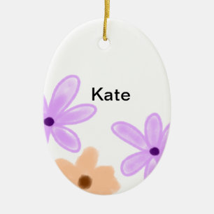 Lila orange abgeblümte Aquarellfarbe Name Text hin Keramik Ornament