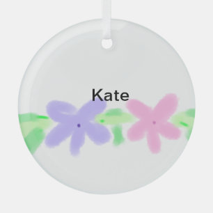 Lila orange abst floral aquarell hinzufügen name t ornament aus glas