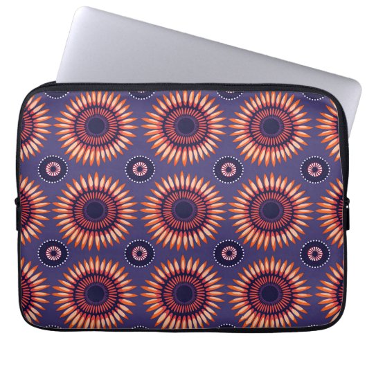 Lila Orange African Circular Shweshwe Laptopschutzhülle (Vorderseite)