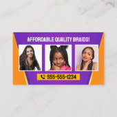 Lila & Orange African Hair Brading Beauty Salon Visitenkarte (Rückseite)