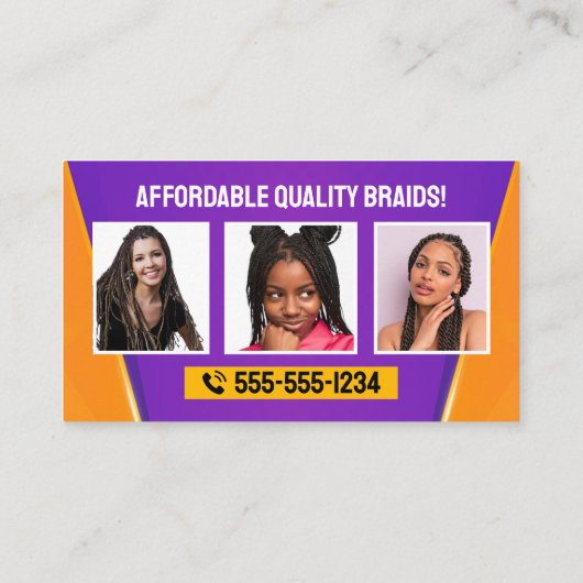 Lila & Orange African Hair Brading Beauty Salon Visitenkarte (Rückseite)