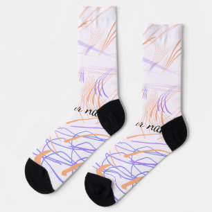 Lila orange Aquarell abstrakt Namenstext th Socken