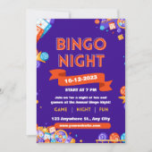 Lila & Orange Bingo Fun Night Invite Fundraiser Einladung (Vorderseite)