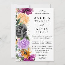 Lila Orange Black Boho Blume Hochzeit