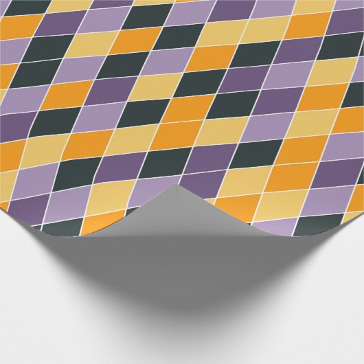 Lila Orange Black Bold Fun Fall Geschenk Geschenkpapier (Ecke)