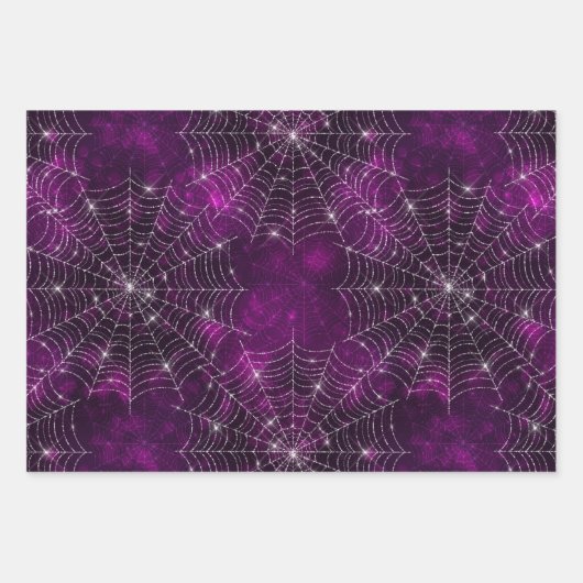 Lila, Orange & Black CobwebHalloween Bokeh Geschenkpapier Set (Vorderseite 3)