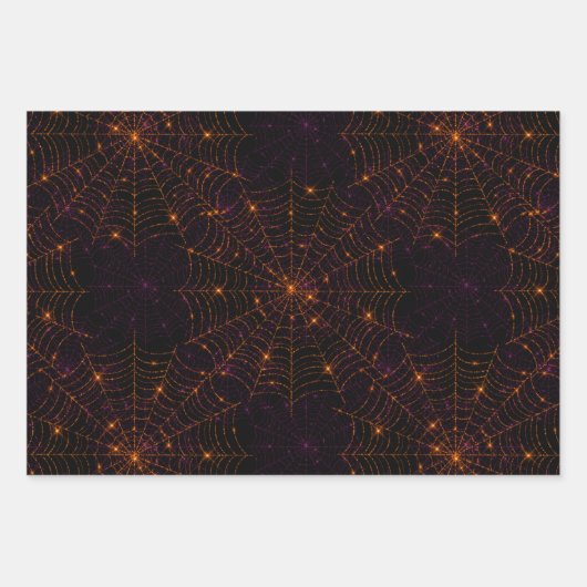 Lila, Orange & Black CobwebHalloween Bokeh Geschenkpapier Set (Vorderseite 2)