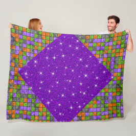 LILA ORANGE BLACK GREEN HALLOWEEN KUBE PATTER FLEECEDECKE