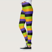 Lila Orange Black Green Hexe Stripes Halloween Leggings (Links)