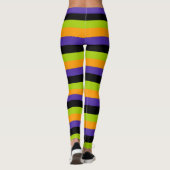 Lila Orange Black Green Hexe Stripes Halloween Leggings (Rückseite)