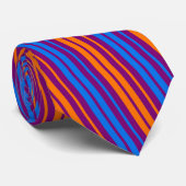 Lila Orange Blau Vertikale Streifen Design Krawatte (Gerollt)
