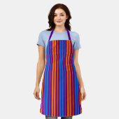 Lila Orange Blau Vertikale Streifen Design Schürze (Getragen)