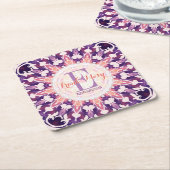 Lila Orange Bluebell Sun Monogram Paper Untersetze Rechteckiger Pappuntersetzer (angewinkelt)