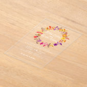 Lila Orange Boho Wildblume Foliage Hochzeit Acryleinladungen (Ablage )