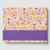 Lila Orange Boho Wildblume Foliage Hochzeit Gästebuch (Rückseite)