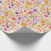 Lila Orange Boho Wildblume Foliage Hochzeit Geschenkpapier (Ecke)