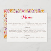 Lila Orange Boho Wildblume Foliage Hochzeit Menükarte (Vorne/Hinten)