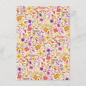 Lila Orange Boho Wildblume Foliage Hochzeit Menükarte (Rückseite)