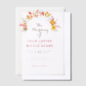 Lila Orange Boho Wildblume Foliage Hochzeit Pergament Einladungen (Versetzt)