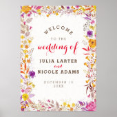 Lila Orange Boho Wildblume Foliage Hochzeit Poster (Vorne)