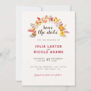 Lila Orange Boho Wildblume Foliage Hochzeit Save The Date