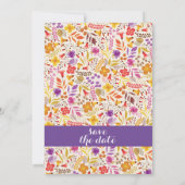 Lila Orange Boho Wildblume Foliage Hochzeit Save The Date (Rückseite)