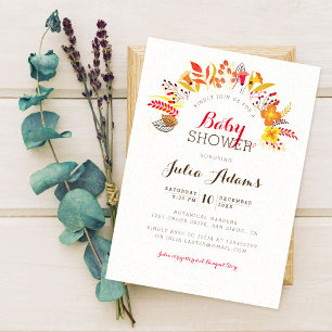 Lila Orange Boho Wildblumen Baby Shower Einladung