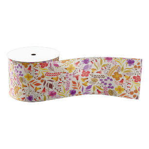 Lila Orange Boho Wildblumen-Hochzeit Ripsband