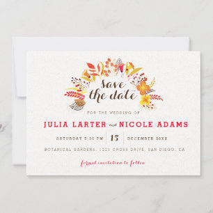 Lila Orange Boho Wildblumen-Hochzeit Save The Date