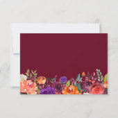 Lila Orange Burgundy Floral Wedding RSVP (Rückseite)