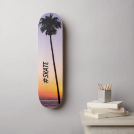 Lila Orange California Palm Tree Beach Sunset Skateboard