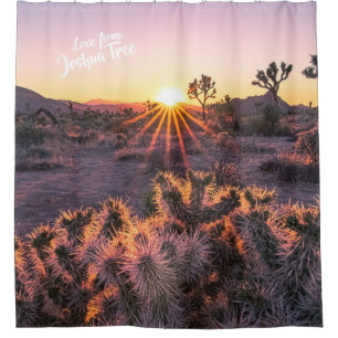 Lila Orange Cholla Cactus Joshua Tree Sunset Art Duschvorhang