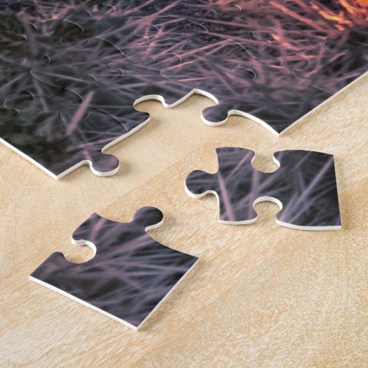 Lila Orange Cholla Cactus Joshua Tree Sunset Art Puzzle (Seite)