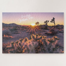 Lila Orange Cholla Cactus Joshua Tree Sunset Art Puzzle