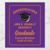 Lila Orange Custom 2024 Graduation Party Weinetikett (Einzelnes Label)