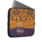 Lila Orange Damask IMITATE Ribbon Laptop-Sieb Laptopschutzhülle (Vorne Rechts)