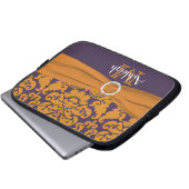 Lila Orange Damask IMITATE Ribbon Laptop-Sieb Laptopschutzhülle (Vorne Knopf)