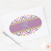 Lila Orange Diamond Zickzack Ovaler Aufkleber (Umschlag)