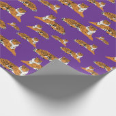 Lila Orange Dschungel Tiger Tier Muster  Geschenkpapier (Ecke)