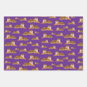 Lila Orange Dschungel Tiger Tier Muster Geschenkpapier Set (Vorderseite 3)