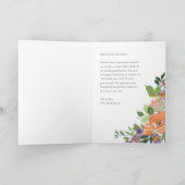 Lila Orange Floral Wedding Custom Message geklappt Dankeskarte (Innenseite)