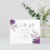 Lila Orange Floral Wedding Rett Dates (Stehend Vorderseite)