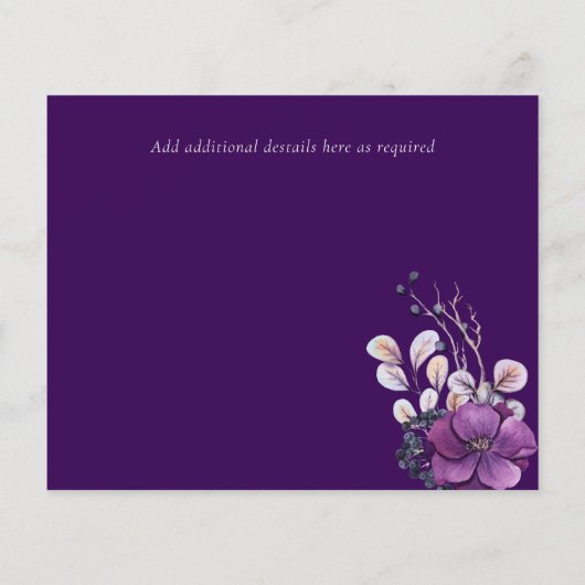 Lila Orange Floral Wedding Rett Dates (Rückseite)