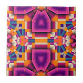 Lila Orange Funky Cool Kaleidoscope Mosaik Fliese (Vorderseite)