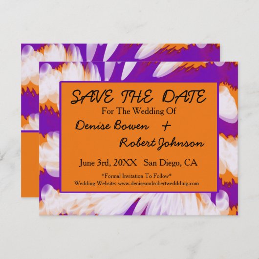 Lila Orange Gefärbte Krawatte Save the Date schwir (Vorne/Hinten)