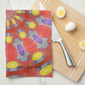 Lila orange Gelb-abstrakte Muster-Küche Towe Küchentuch (Viertel Falte)