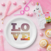 Lila/orange/gelbe Liebe Pappteller (Party)