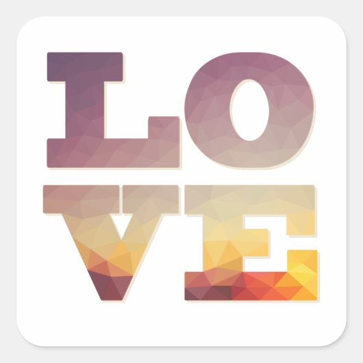 Lila/orange/gelbe Liebe Quadratischer Aufkleber (Vorderseite)